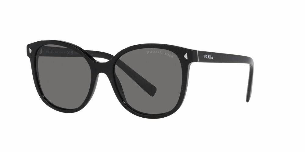 NEW PRADA women's pr 22zs square sunglasses in black - dark grey - polarized